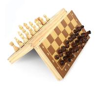 Board Games Magnetic Wooden Chess Board Set Folding Travel Chess Sets with Storage Slots for Kids Adults with Pieces Storage Chess Sets(34 * 34CM)