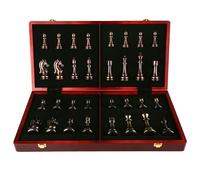 board games Retro Metal Chess Set with Folding Wooden Chess Board and Classic Handmade Standard Pieces magnetic(52 * 52cm)