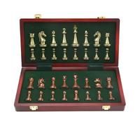 board games Retro Metal Chess Set with Folding Wooden Chess Board and Classic Standard Pieces Metal Chess Set for Kids Adult magnetic(29 * 29cm)