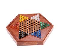 board games Wooden Chinese Checkers Board Game Set with 72 Colored Petal-Style Glass Marbles 16mm Classic Strategy Games magnetic(Agate brown,36cm)