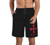 Board Shorts Deus Vult Knights Templar Swimming Trunks Casual Beach Shorts Stretchy Swim Trunk for Travel Summer Running XL
