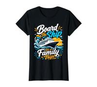 Board The Ship Its A Family Trip Value Graphic T-Shirt, Women, Black, L