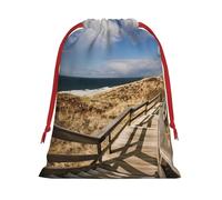 Board Walk Stair Christmas Drawstring Gift Bags Large Size Xmas Goody Wrapping Bags Valentine Favors Party