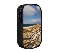 Board Walk Stair Print Large Capacity Double Layer Pencil Case with Zipper â€“ Durable Fabric School Pouch for Pens,â€“ Ideal for Students