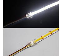 Boarda 3-Pin 10Pcs Strip to Wire Connector for 10mm COB LED Strip Lights (10MM Dual White,One Connector+15CM Cable)