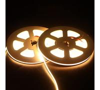 Boarda 3mm COB LED Strip,24V 16.4FT 384LEDs/m Warm/White 3000K Deformable FOB COB LED Light Ribbon for Bedroom,Cabinet,Home Indoor Decoration,Kitchen DIY Lighting (3mm Warm White, 24V)