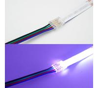 Boarda 4P 10mm RGB COB LED Strip Connectors,10Pcs 4-Pin 10mm Strip to Wire Gapless Solderless Connector Cable for 10mm RGB COB LED Strip Lights (4P-10mm-RGB, One Connector+Cable)