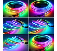 Boarda 5V WS2812B RGB 5050SMD Individually addressable LED Strip Light ,3.3ft Programmable 144 LEDs/m IP67 White PCB Dream Color DIY Projects Strip Lighting,1M 144LEDs IP67 Waterproof