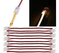 Boarda COB LED Strip Connectors, 10Pcs 2-Pin Strip to Wire Connector With Cable for 8mm Single LED Strip Lights (One Connector+15CM Cable)