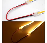 Boarda COB LED Strip Connectors, 2-Pin 10Pcs Gapless Solderless Connector for 8mm COB LED Strip Lights (Dual Connector+15CM Cable)