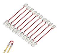 Boarda COB LED Strip Connectors, 2-Pin Solderless Connection Quick Click Connector for 5mm 8mm 10mm COB LED Light Strips (10MM, Dual Connector+15CM Cable)