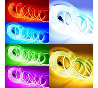 Boarda RGB COB LED Strip,24V Colour Changing Dimmable Strip Light, Multicolour RGB Flexible Tape Light 10mm Width,for TV,Bedroom,Party DIY Decoration (576 LEDs/m)