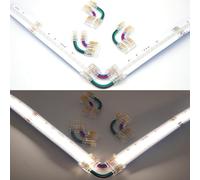 Boarda RGBW COB LED Strip Connector,10Pcs 5-Pin L-Shape 90°Connector,12mm LTransparent Gapless Connectors, for 12mm Width RGBW COB Light Strip (5P-12mm-RGBW, L-90°-Connector-Strip to Strip)
