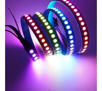 Boarda WS2812B Individually addressable Flexible 1M 144 LEDs Black PCB Dream Color LED Strip IP30 DIY Project for PC TV, Party,