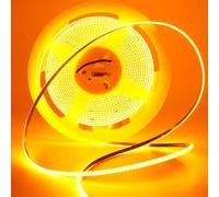 Boarda Yellow COB LED Strip, 12V 5M Narrow 3mm CRI>90 Uniform Dotless 384LEDs/M Self Adhesive Flexible Cuttable LED Tape for DIY, Bedroom, Under Cabinet Lighting (Yellow, 12V-3mm)