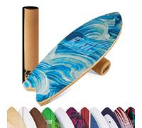 BoarderKING Balance Board, Surf Board Balance Adults, Kids and Toddlers, Wooden Trickboard Cork Board Roll Mat Set, Balance Trainer Plate Training Equipment, Wobble Fit Turnboard for Dancers and Yoga