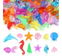BOARDFEB 120 Pcs Acrylic Sea Shell Decorations, Ocean Themed Sensory Bin Fillers 3D Gems for Table Scatter Vase Filler and Kids Pool Treasure Hunt Games