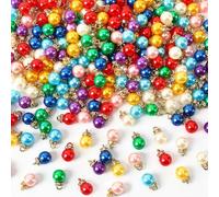 BOARDFEB 180PCS Christmas Mini Balls Ornaments Multicolour Pearl Pendants Miniature Xmas Tree Hanging Decorations Vintage Glitter Balls for Holiday Party Outdoor Indoor DIY Craft Supplies