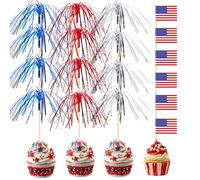 BOARDFEB 200Pcs 4th of July Cupcake Toppers Patriotic Cocktail Picks