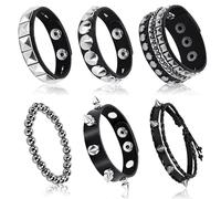BOARDFEB 6 Pcs Punk Bracelets Set Gothic Spike Leather Wristband Rocker Accessories Studded Cuff For Concert Party Cosplay Gift 80s 90s Outfits