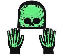BOARDFEB Glow in the Dark Skeleton Mask and Gloves Set for Halloween