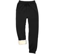 BOARDFEB Winter Warm Fleece Sweatpants Athletic Sherpa Lined Joggers Pants Track Pants for Women Men, Black, Large