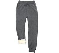 BOARDFEB Winter Warm Fleece Sweatpants Athletic Sherpa Lined Joggers Pants Track Pants for Women Men, Grey, X-Large
