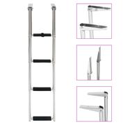 Boarding Ladder Telescopic 4-Step Stainless Steel 304 Silver/Black 28.3x115.6cm