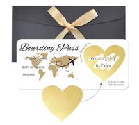Boarding Pass Scratch Card Reveal, Personalised Scratch Card for Surprise Trip Reveal Gift, Holiday Scratch Off Cards with Gold Heart Stickers & Black Envelope for Spouse Family Lover