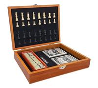 boards game Chess Set Foldable Wooden Chess for Travel Board Games Set for Kids and Adults, Chesses, Dominos Cards magnetic(Color1)