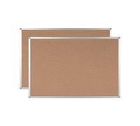 BoardsPlus Cork Notice Board, Cork Surface, Aluminium Frame, 105 x 75 cm, Pack of 2