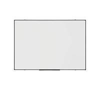 BoardsPlus Economy Magnetic Whiteboard, 105 x 75 cm, Dry Wipe Lacquered Steel Surface, Black Tech Alloy Frame, White