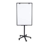 BoardsPlus Flipchart Easel, Mobile Black Base with 5 Wheels, Magnetic Whiteboard, Black Aluminium Frame, 70 x 100 x 180 cm