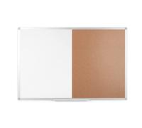 BoardsPlus Magnetic Combination Board, 90 x 60 cm, Cork and Lacquered Steel Surface, Aluminium Frame