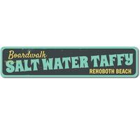 Boardwalk Salt Water Taffy Sign, Personalized Beach House Sign 344 Metal Signs 40x10 cm