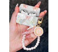 Boaretiu for AirPods Pro/Pro 2nd Gen Case with Pearl Bow Keychain - Stylish Protective Cover for Women, Cute Girls Kawaii Girly Unique Silicone Design Case for AirPods Pro & Pro 2, Butterfly