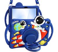 Boaretiu for iPad 10th Generation Case 2022 10.9 Inch/for iPad A16 11th Generation 11 Inch 2025 - Cute Cartoon Soft 3D Silicone Astronaut Spaceship Case with Strap & Rotating Stand for Girls Teens