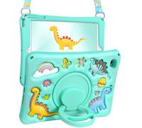 Boaretiu for iPad Mini 4/5 Generation Case - Soft Silicone Cute Cartoon for iPad Mini 5th/4th Case with Shoulder Strap & Rotating Stand 3D Kawaii for Women Girls Girly Boys Teens, Dinosaur