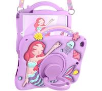 Boaretiu for iPad mini 4 Case/Mini 5th Generation Case - Cute Cartoon Mermaids Girls Teens Soft 3D Silicone for iPad 7.9 Inch Tablet Cover with Strap & Rotating Stand