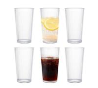 Boarle 6Pcs Reusable Plastic Tumblers,400ml Durable Non Slip Lightweight Easy Grip Clear for Hot and Cold Beverages Ideal for Home Use Parties,Water,Coffee,Juice Beer,Champagne,Cocktails