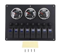 Boat 3 Gauge Set 12 to 24V 7 Color LED Water Oil Level Voltage Display Digital Instrument Panel with 8 Switch for Yacht
