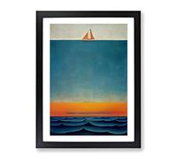 Boat Above The Horizon Framed Wall Art Print A2 Black