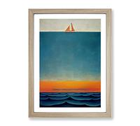 Boat Above The Horizon Framed Wall Art Print A2 Oak