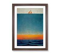 Boat Above The Horizon Framed Wall Art Print A2 Walnut