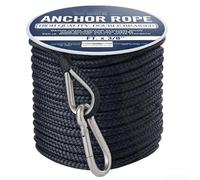 Boat Anchor Line Nylon 50 FT 100 FT with 316 Stainless Steel Thimble for Dock Renovation Maintenance and Berthing Needs (50ft black+gourd)