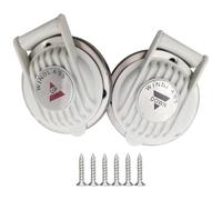 Boat Anchor Windlass Foot Switch Set, White, Hands-Free Foot Pedal Control for Marine Use, Sun Shield Shell, Metal Trim, CE Certified, 12-24V DC, Includes Mounting Screws