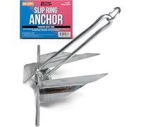 Boat Anchor with Slip Ring, Fluke Design for Pontoon, Jon Boat, or Small Boats, Galvanized Steel Marine Grade, Suitable for Sea and Lake, 5 lb Anchor for Boats 20-24 ft