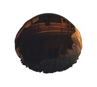 Boat at dusk Shower Cap for Women Double Layers Thick Hair Caps Reusable Waterproof Bath Caps with Elastic Band Hair Hat Washable Shower Hat for Men Women Spa Salon