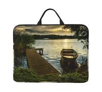 Boat At Lake Shore 14 Inch Printed Laptop Sleeve, 600d Oxford-Cloth Shockproof Laptop Case With Thickened Pearl Cotton,Waterproof Portable Laptop Handbag Cover