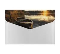 Boat at Lake Shore Accordion File Organizer 6 Pocket Document Organizer Expanding File Folder Accordion Folder with Labels, Travel Document Folders Plastic Envelopes with Snap Closure 13x9.1 Inch